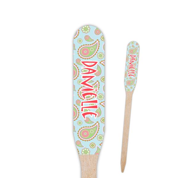 Custom Blue Paisley Paddle Wooden Food Picks (Personalized)