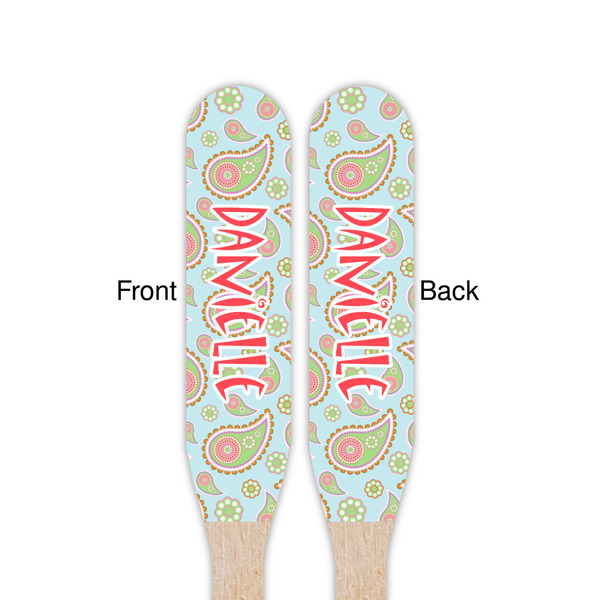 Blue Paisley Wooden Food Pick - Paddle - Double Sided - Front & Back