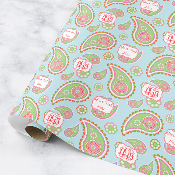 Custom Blue Paisley Wrapping Paper Roll - Small (Personalized)