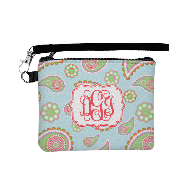 Custom Blue Paisley Wristlet ID Case w/ Monogram