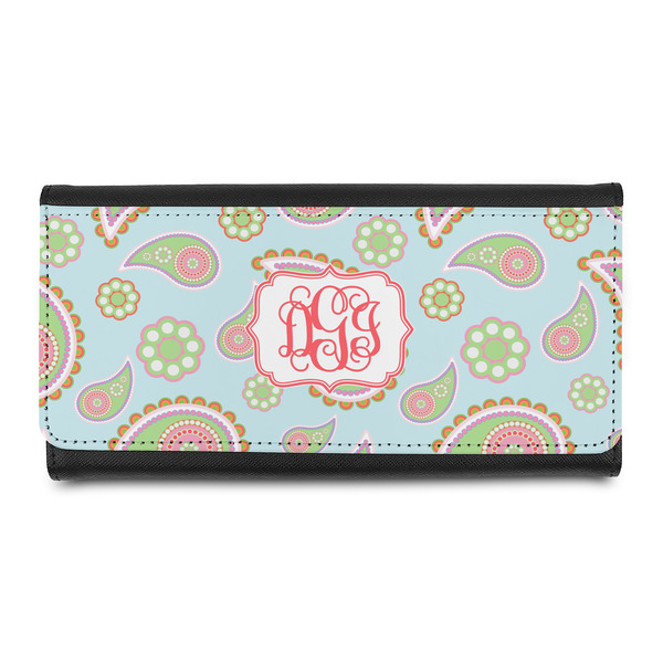 Custom Blue Paisley Leatherette Ladies Wallet (Personalized)