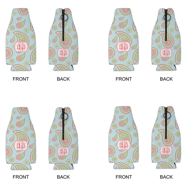 Blue Paisley Zipper Bottle Cooler - Set of 4 - APPROVAL