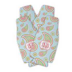 Blue Paisley Zipper Bottle Cooler - Set of 4 (Personalized)