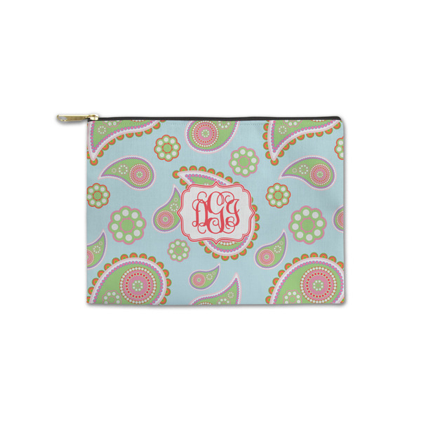 Custom Blue Paisley Zipper Pouch - Small - 8.5"x6" (Personalized)