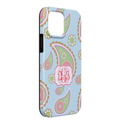 Blue Paisley iPhone Case - Rubber Lined - iPhone 13 Pro Max (Personalized)