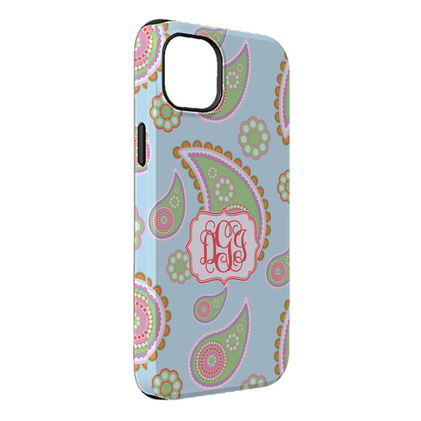Custom Blue Paisley iPhone Case - Rubber Lined - iPhone 14 Plus (Personalized)