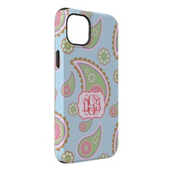 Blue Paisley iPhone Case - Rubber Lined - iPhone 14 Pro Max (Personalized)
