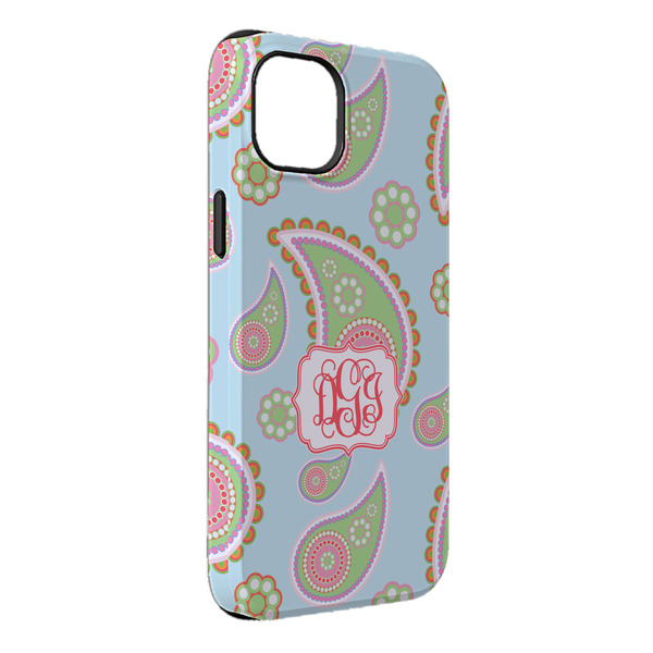 Custom Blue Paisley iPhone Case - Rubber Lined - iPhone 14 Pro Max (Personalized)