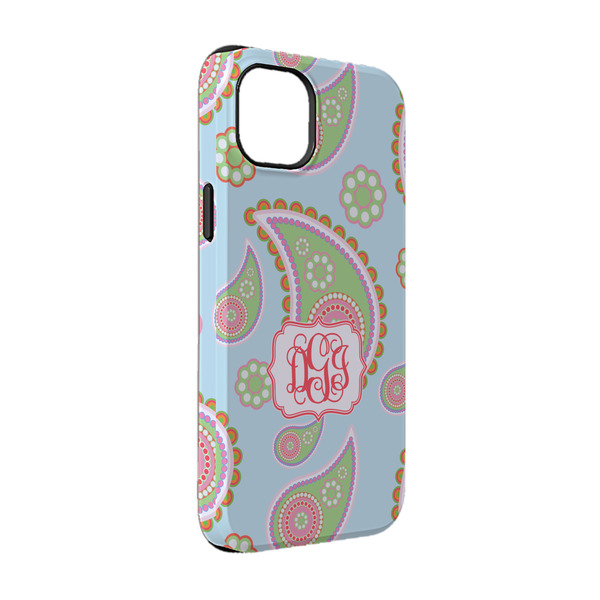 Custom Blue Paisley iPhone Case - Rubber Lined - iPhone 14 Pro (Personalized)