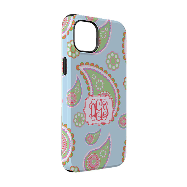 Custom Blue Paisley iPhone Case - Rubber Lined - iPhone 14 (Personalized)