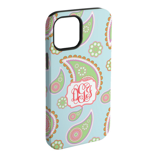 Custom Blue Paisley iPhone Case - Rubber Lined - iPhone 15 Plus (Personalized)