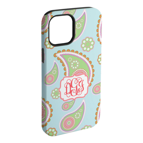 Custom Blue Paisley iPhone Case - Rubber Lined (Personalized)