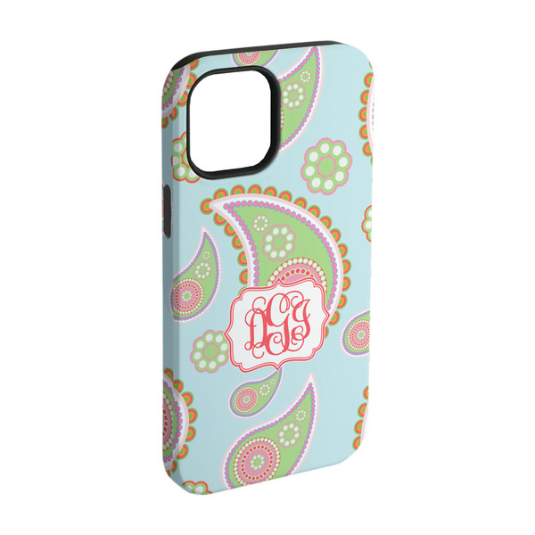 Custom Blue Paisley iPhone Case - Rubber Lined - iPhone 15 Pro (Personalized)