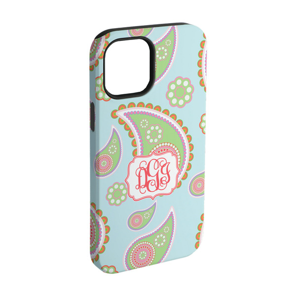 Custom Blue Paisley iPhone Case - Rubber Lined - iPhone 15 (Personalized)