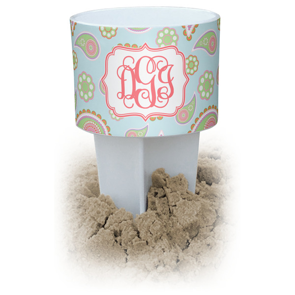 Custom Blue Paisley Beach Spiker Drink Holder (Personalized)