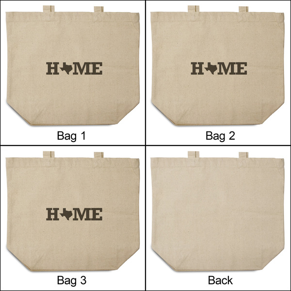 Home State 3 Reusable Cotton Grocery Bags - Front & Back View