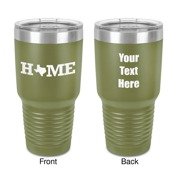 Custom Home State 30 oz Stainless Steel Tumbler - Olive - Double-Sided (Personalized)