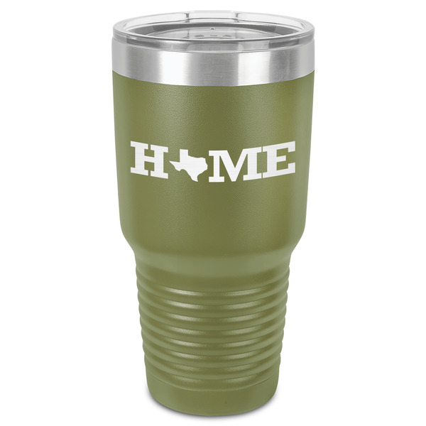 Custom Home State 30 oz Stainless Steel Tumbler - Olive - Single-Sided (Personalized)