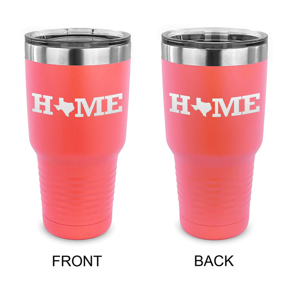 Custom Home State 30 oz Stainless Steel Tumbler - Coral - Double Sided (Personalized)