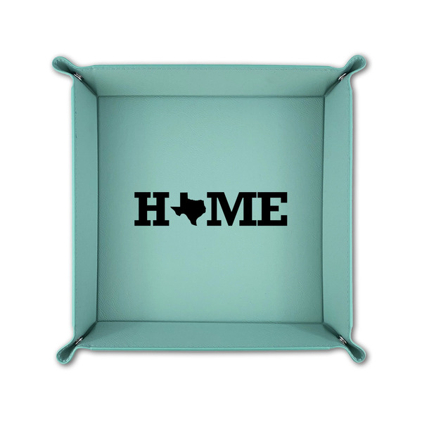 Home State 6" x 6" Teal Leatherette Snap Up Tray - FOLDED UP