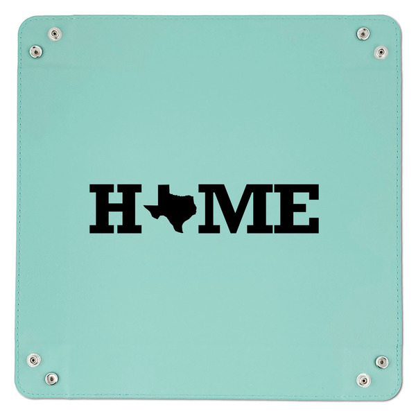 Home State 9" x 9" Teal Leatherette Snap Up Tray - APPROVAL