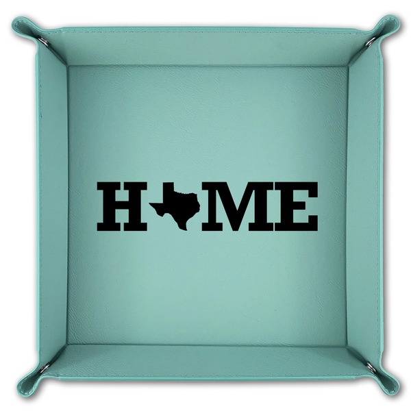 Home State 9" x 9" Teal Leatherette Snap Up Tray - FOLDED