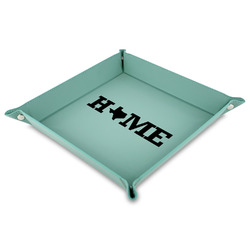 Home State 9" x 9" Teal Faux Leather Valet Tray (Personalized)