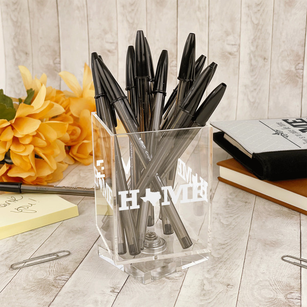 Home State Acrylic Pencil Holder - IN CONTEXT