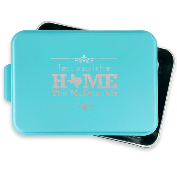 Home State Aluminum Baking Pan - Teal Lid - FRONT w/ lid off