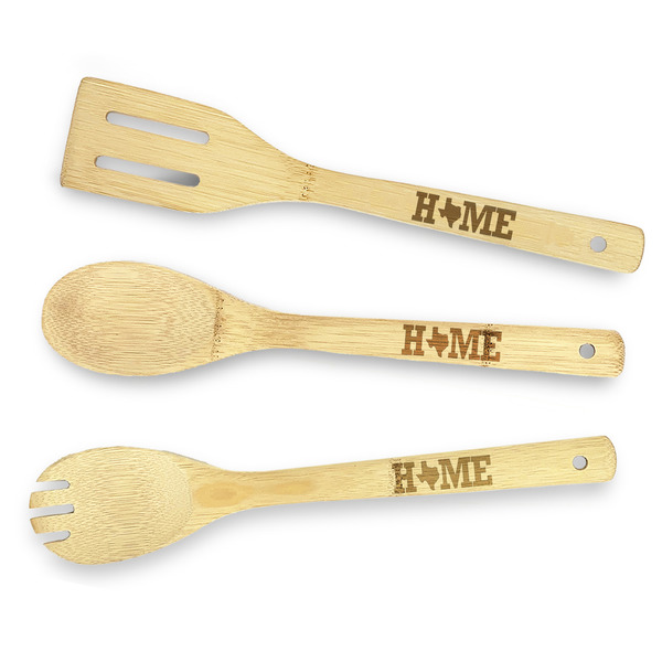 Custom Home State Bamboo Cooking Utensil Set - Double Sided (Personalized)