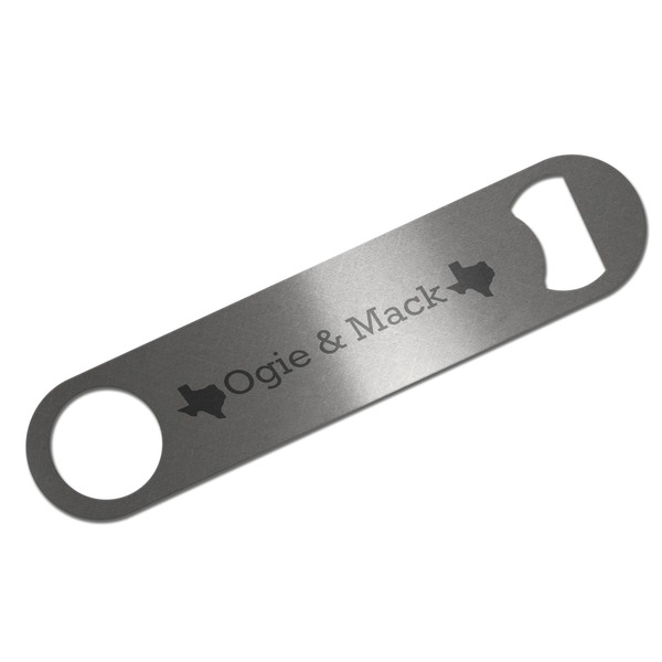 Custom Home State Bar Bottle Opener - Silver w/ Name or Text