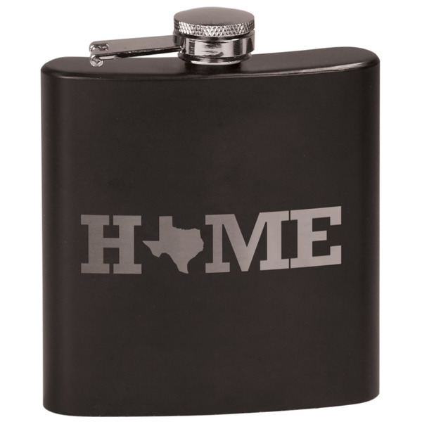 Custom Home State Black Flask Set (Personalized)