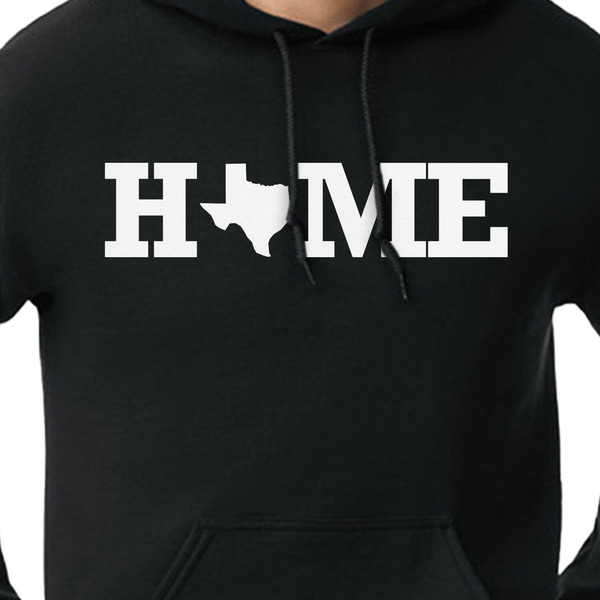 Home State Black Hoodie on Model - CloseUp