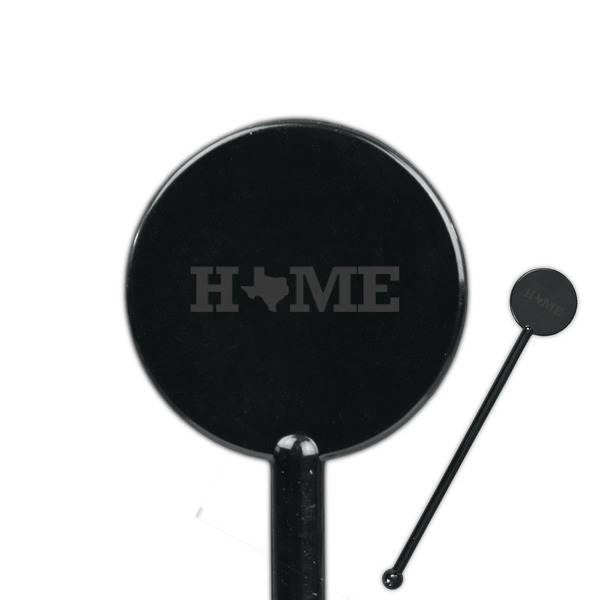 Custom Home State 5.5" Round Plastic Stir Sticks - Black - Single Sided