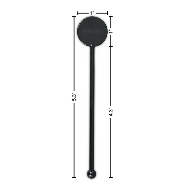 Home State Black Plastic 5.5" Stir Stick - Round - Dimensions