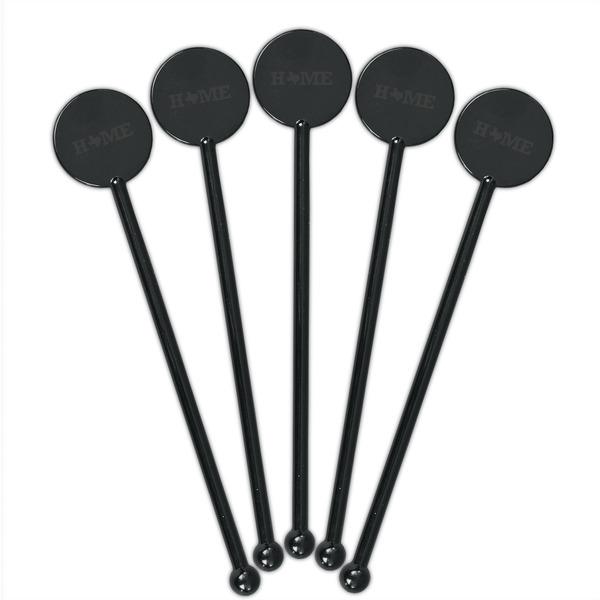 Home State Black Plastic 5.5" Stir Stick - Round - Fan View