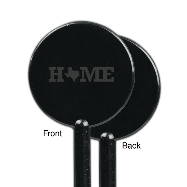 Home State Black Plastic 5.5" Stir Stick - Single Sided - Round - Front & Back
