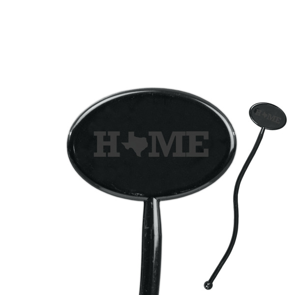 Custom Home State 7" Oval Plastic Stir Sticks - Black - Single Sided