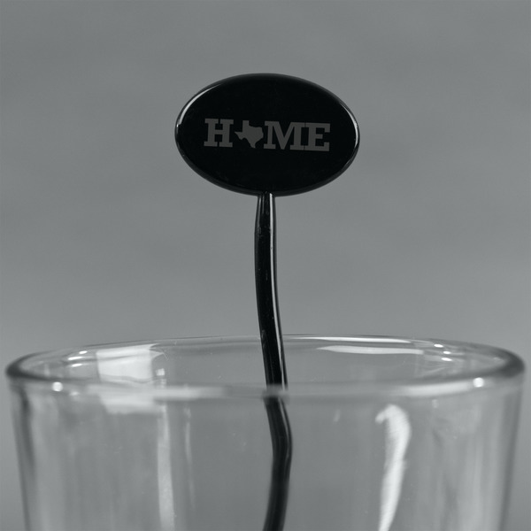 Home State Black Plastic 7" Stir Stick - Oval - Main