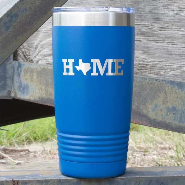 Custom Home State 20 oz Stainless Steel Tumbler - Royal Blue - Double Sided (Personalized)