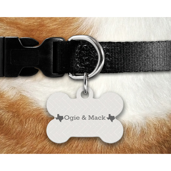 Home State Bone Shaped Dog Tag on Collar & Dog