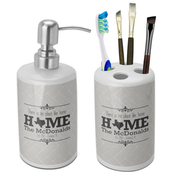 Custom Home State Ceramic Bathroom Accessories Set (Personalized)