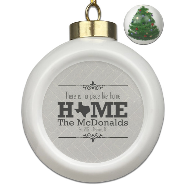 Custom Home State Ceramic Ball Ornament - Christmas Tree (Personalized)