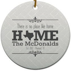Home State Round Ceramic Ornament w/ Name or Text
