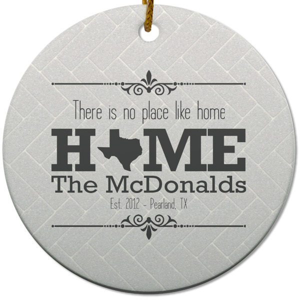 Custom Home State Round Ceramic Ornament w/ Name or Text