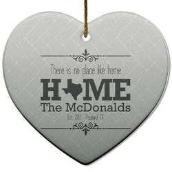 Home State Heart Ceramic Ornament w/ Name or Text