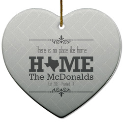 Home State Heart Ceramic Ornament w/ Name or Text