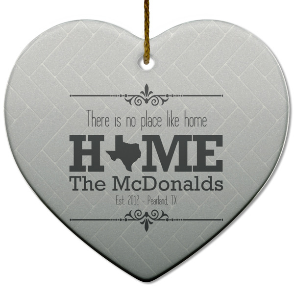 Custom Home State Heart Ceramic Ornament w/ Name or Text