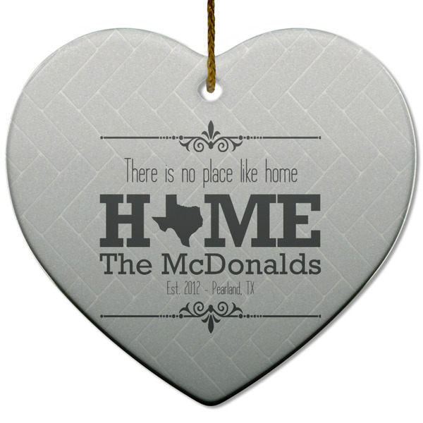 Custom Home State Heart Ceramic Ornament w/ Name or Text