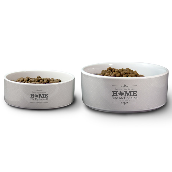 Home State Ceramic Dog Bowls - Size Comparison